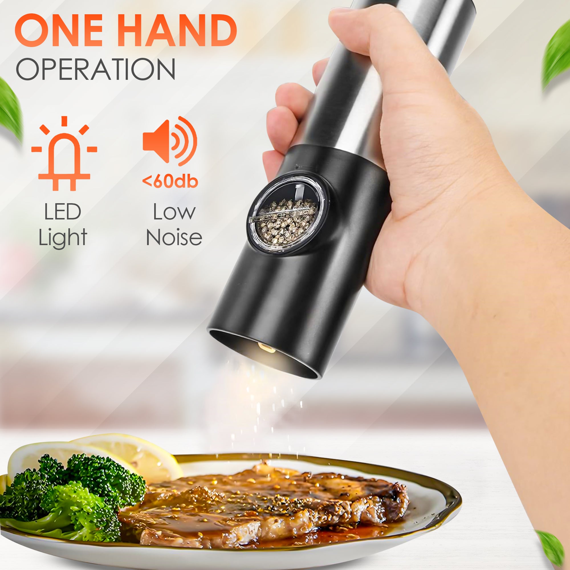 Elektrische Zout- en Pepermolen Set – USB-C Oplaadbaar met Instelbare Maalgraad & Oplaadbasis