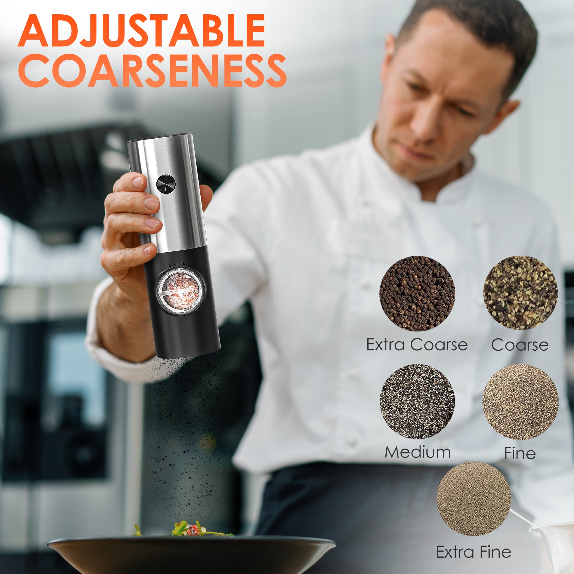 Elektrische Zout- en Pepermolen Set – USB-C Oplaadbaar met Instelbare Maalgraad & Oplaadbasis